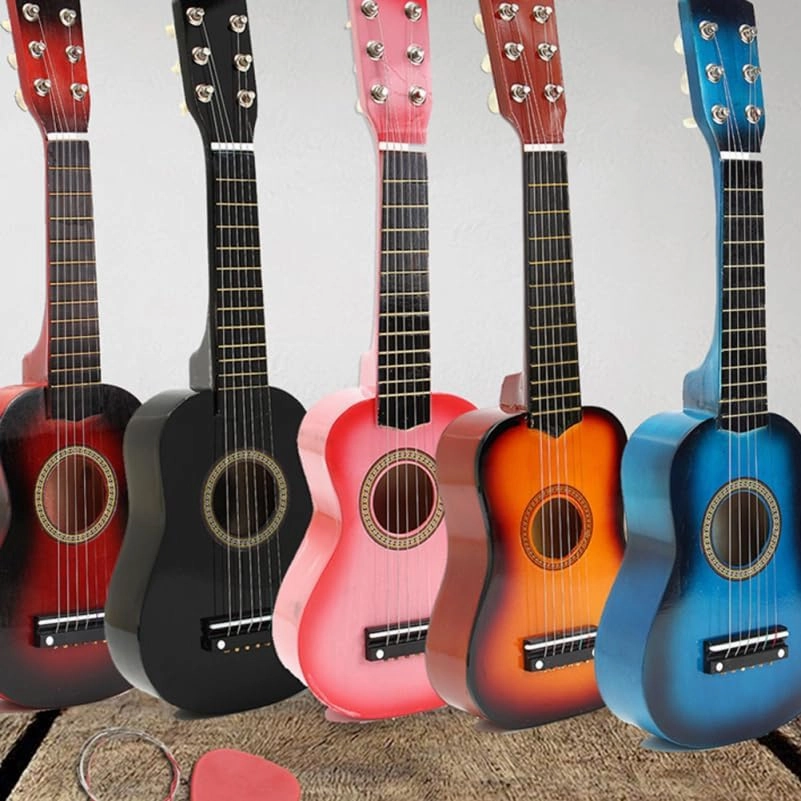 23 Inch Wooden Guitar Toy for Kids 6 Strings Mini Guitar Musical Educational Instrument for Children Ages 3 and up (Brown)