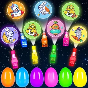 24 Pack Easter Eggs Filled LED Finger Lights, LED Light Up Toys Bulk Glow In The Dark Toy Toddler Teens Boys Girls Hunt Filling Treats Party Favor Easter Basket Stuffers