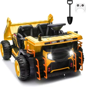 24V 2 Seater Kids Ride On Electric Car W/Parents Contro, Ride On Dump Truck w/2X200W Powerful Motors, 20" Spacious Seat, Up to 4.97MPH, Electric Dump Bed, Ride on Toys for Girls&Boys (Yellow)