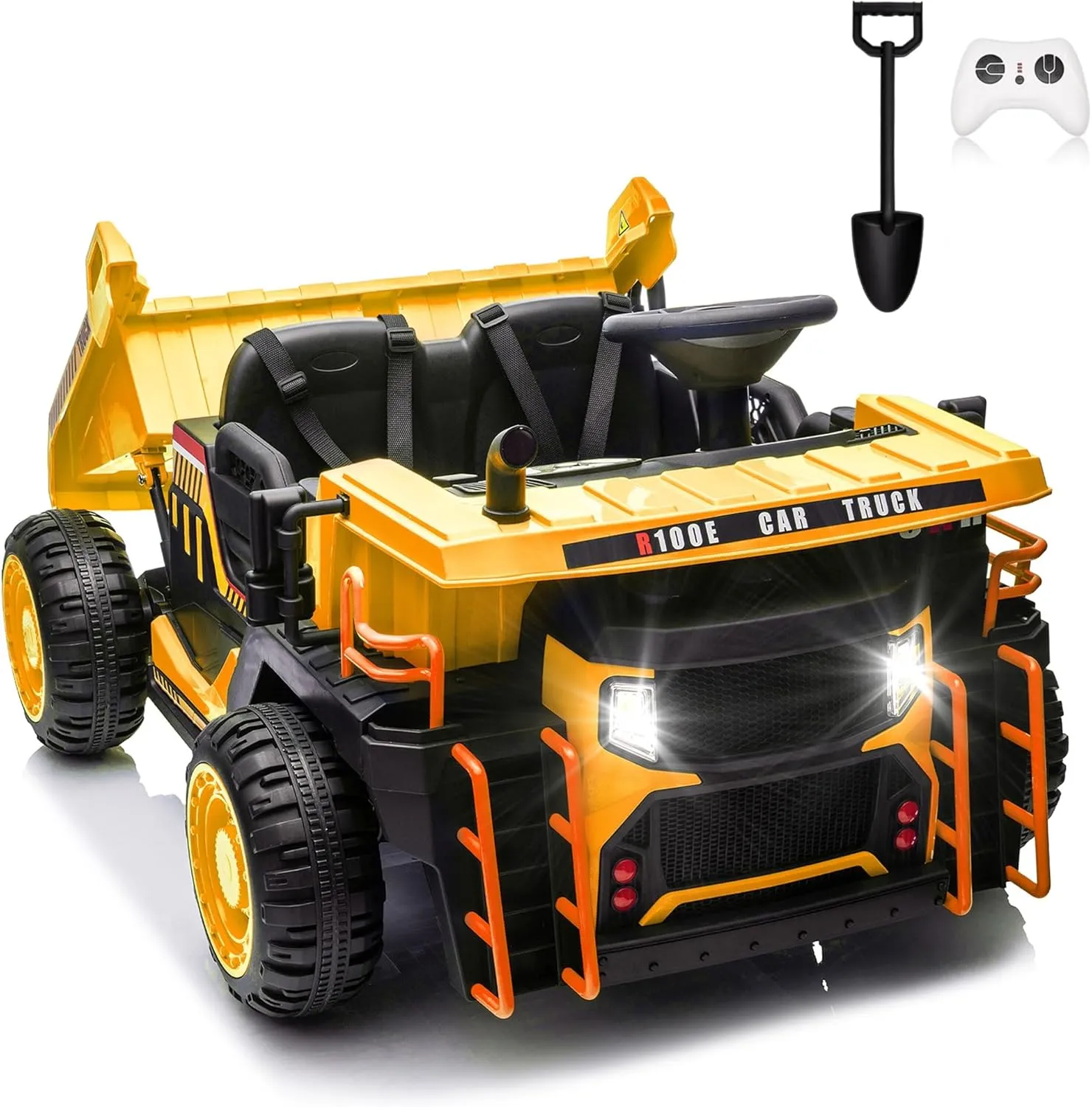 24V 2 Seater Kids Ride On Electric Car W/Parents Contro, Ride On Dump Truck w/2X200W Powerful Motors, 20" Spacious Seat, Up to 4.97MPH, Electric Dump Bed, Ride on Toys for Girls&Boys (Yellow)