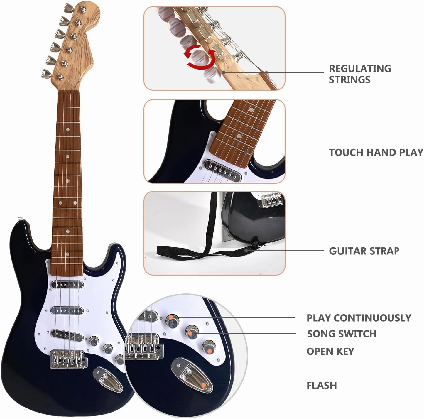 26 Inch Guitar Toy for Kids,Portable Electronic Guitar Musical Instrument Toy, Birthday Gifts for Beginner Children Toddler Boys Girls