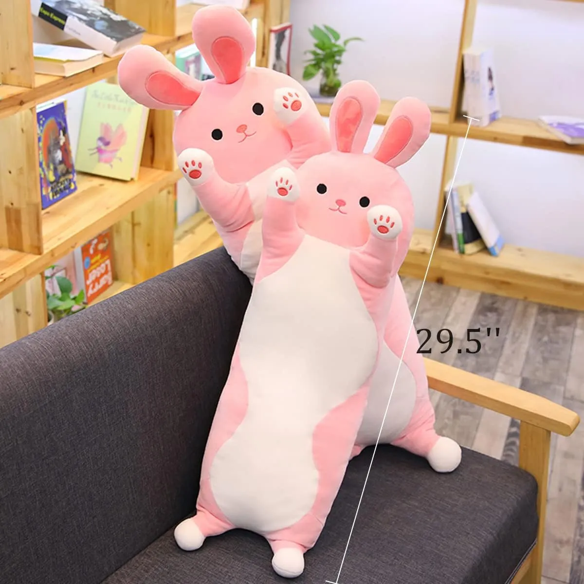 29.53" Bunny Plush Pillow - Cute Cartoon Sleeping Body Toy, Soft Stuffed Animal Easter Gift for Kids (Pink)