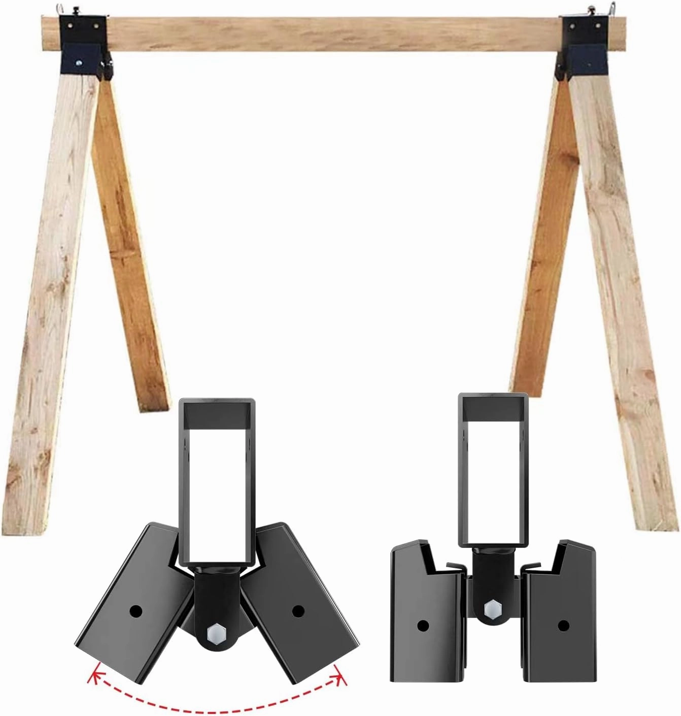 2 PCS AR500 Steel 2x4 Target Stand Brackets, High Strength Welded Construction Target Hanger/Holder, Spare Part, Heavy Duty A-Frame Swing Sets Brackets, Adjustable Legs for 2x4 Wood Board