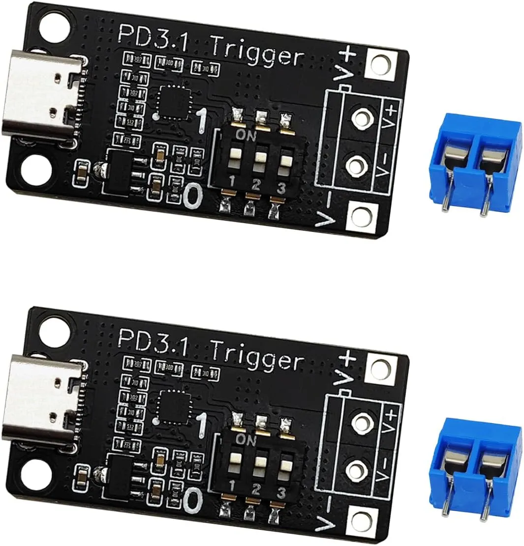 2PCS USB-C PD3.0/3.1 QC Trigger Module Female Input 5V 9V 12V 15V 20V 28V 5A Adjustable Voltage Power PD Sink Board Fast Charge Power Trigger
