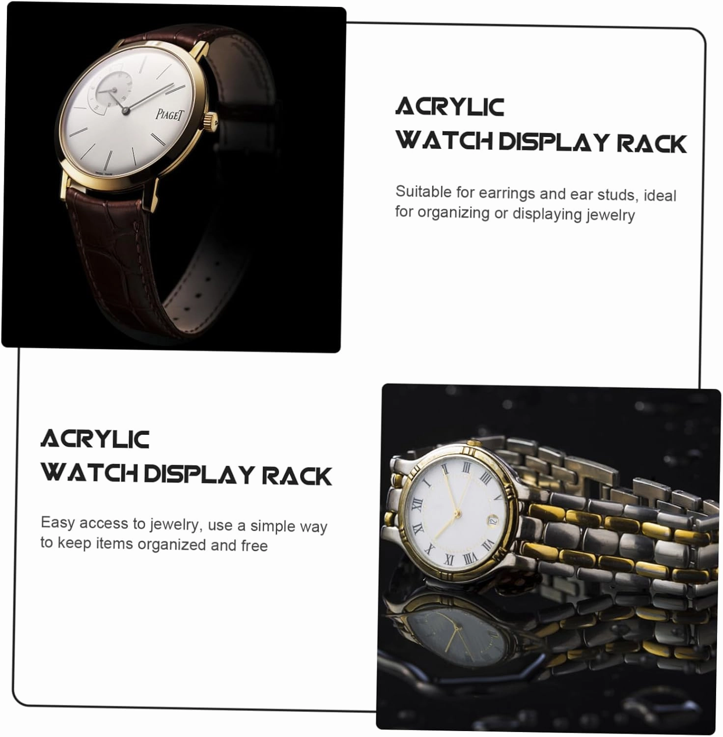 2pcs Creative Acrylic Watch Stand Removable Display Holder for Countertop Showcase Transparent Design for Multiple Watches High-grade Material