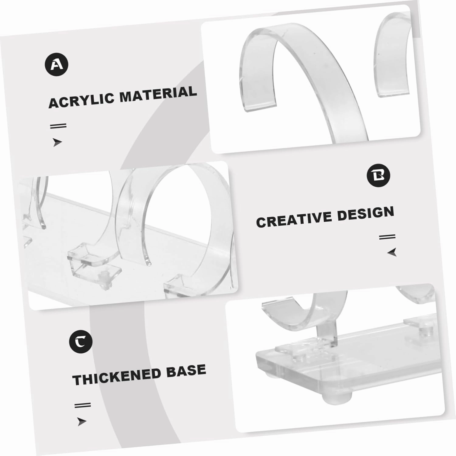 2pcs Creative Acrylic Watch Stand Removable Display Holder for Countertop Showcase Transparent Design for Multiple Watches High-grade Material