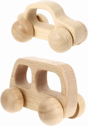 2pcs Wooden Vehicle for Safe Wooden Push Sensory Skill Development for Crawling Walking Assistance