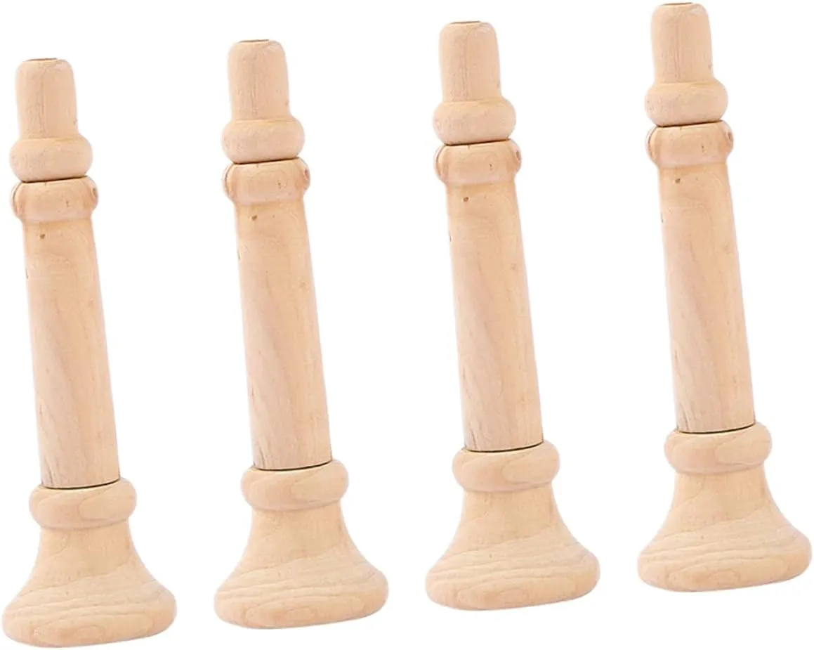 2sets Wooden Graffiti Musical Toys Hand-painted Wood Horns for Boys and Girls Safe Decorative Ornaments 4pcs*2