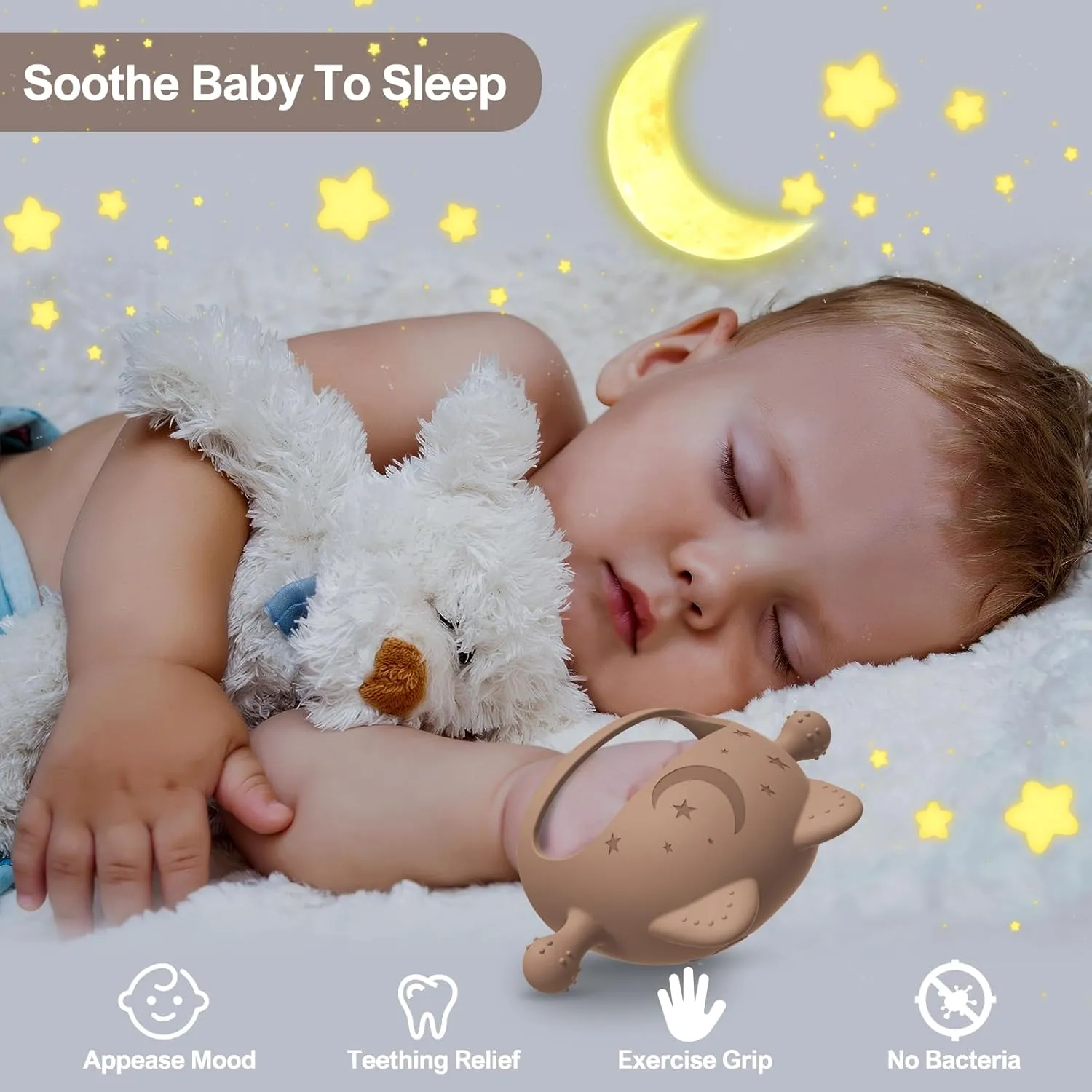 3 Pack Baby Teether-Cartoon Teethers for Babies 0-6 Months, Baby Teething Toys,Baby Chew Toys for Teething Relief,Baby Toys 0-6 Months,Ideal Baby Travel Essentials for Newborn &Moms(Cartoon Cat)