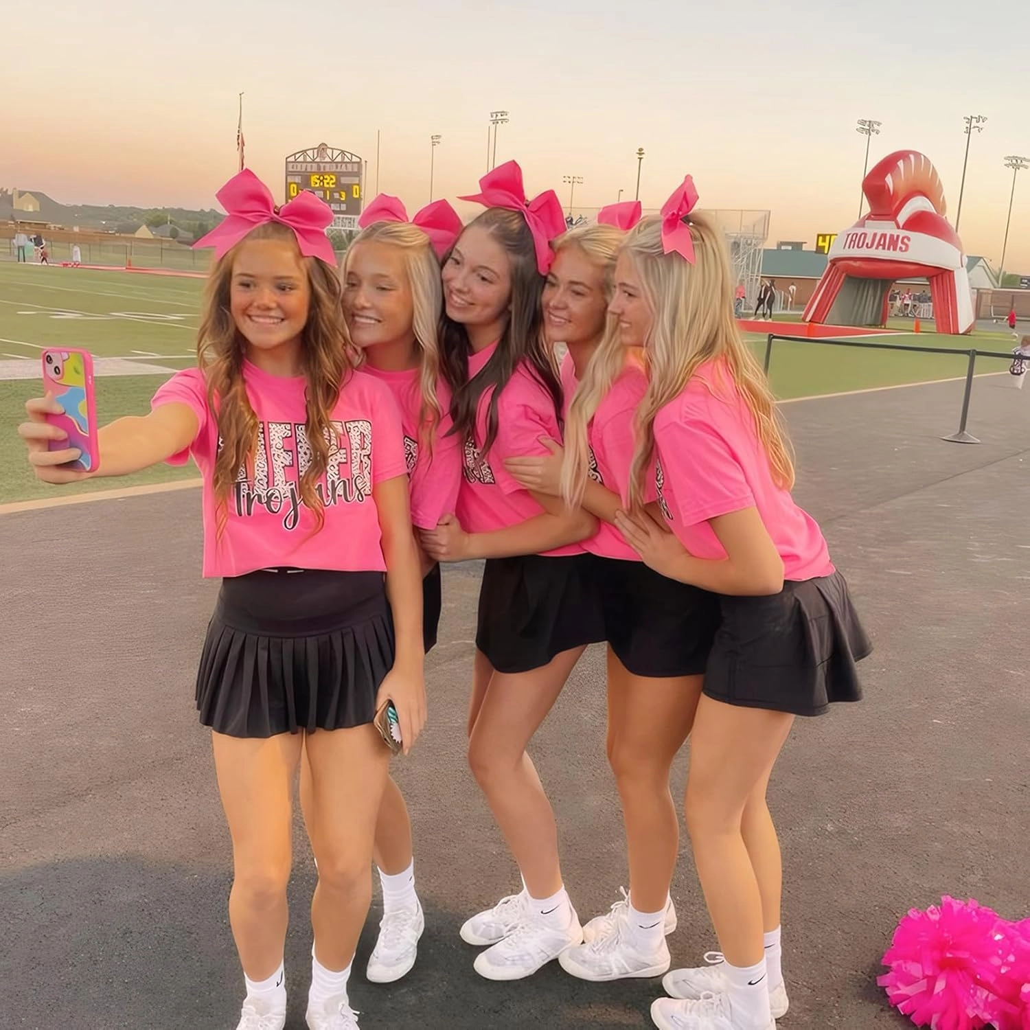 30PCS 8" Large Cheer Bows Hot Pink Cheerleading Bows Girl Hair Bows with Ponytail Holder Bow Hair Ties for Cheerleaders SoftbalCompetition Sports