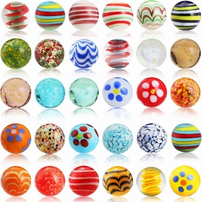 30Pcs Marbles,Glass Marbles for Kids,25 Colorful Marble 5 Glow in The Dark Marbles,Marbles Bulk for Marble Games,Colorful Assorted Marbles for Kids Adults DIY Home Decoration,Marbles Glass 0.6 Inch