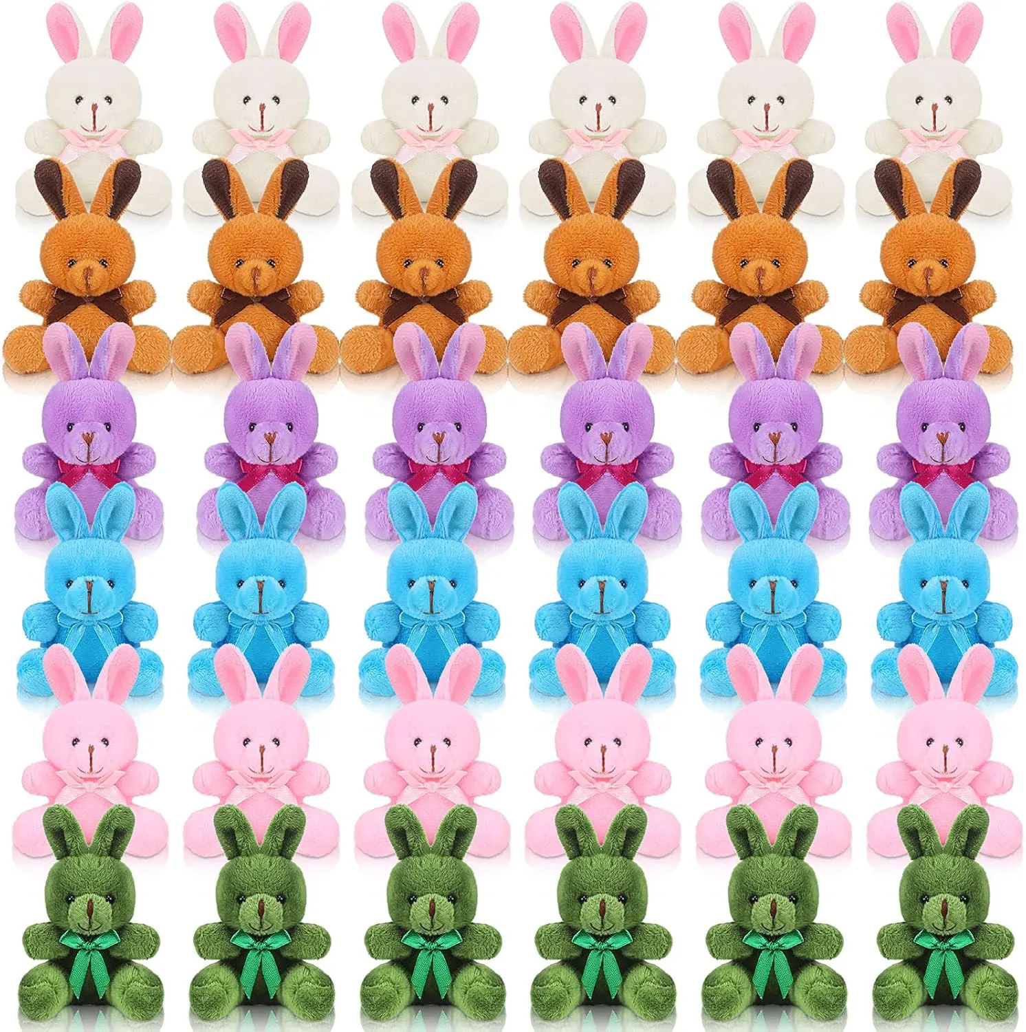 36 Pcs Mini Plush Bunny Bulk 4 Inch Stuffed Animal Bunnies Bulk Tiny Rabbits Plushies Dolls Basket Fillers Stuffers Party Favors Gifts