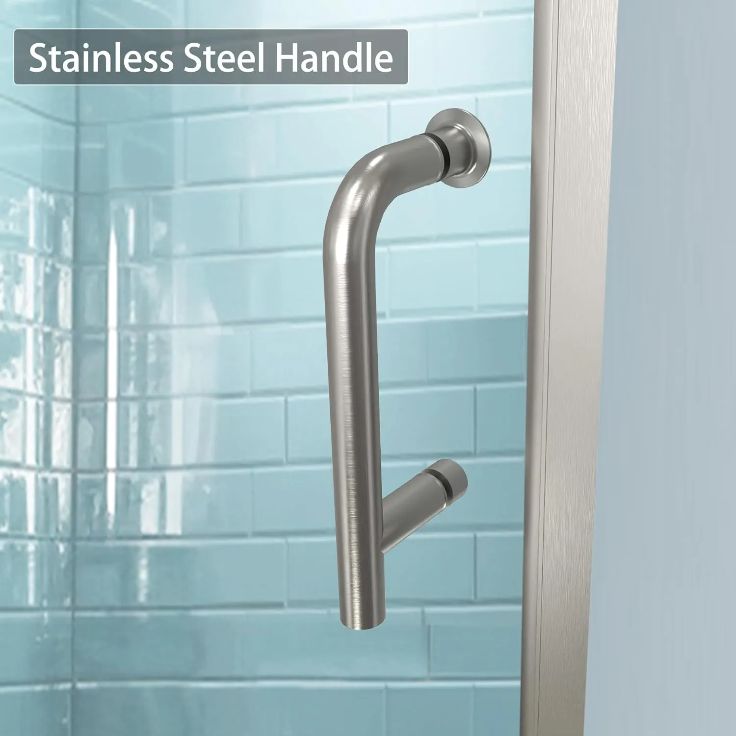 38-42" W x 71" H Semi-Frameless Pivot Swing Glass Shower Door,with 1/4"(6mm) Clear SGCC Tempered Glass,Brushed Nickel Finish,Reversible Installation