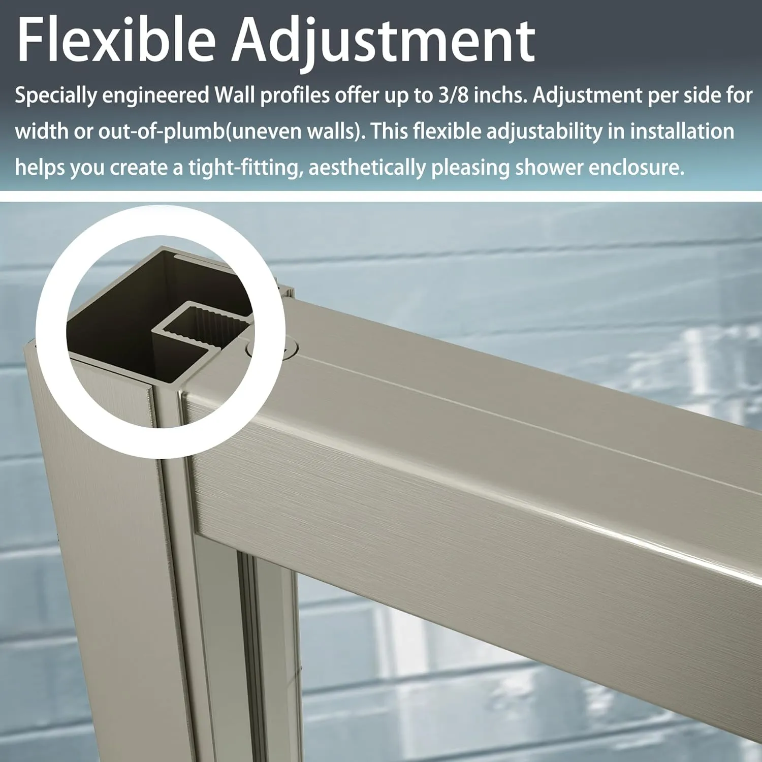 38-42" W x 71" H Semi-Frameless Pivot Swing Glass Shower Door,with 1/4"(6mm) Clear SGCC Tempered Glass,Brushed Nickel Finish,Reversible Installation