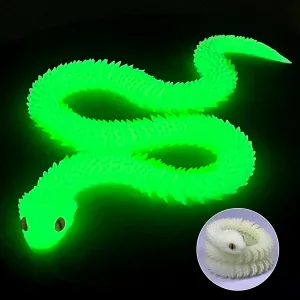 3D Printed Animals-Snake Viper,3D Printed Snake Toys 3D Printed Articulated Snake 3D Printed Animals Animal Model Ornaments Creative Funny Toy Festival Gift for Frends (Luminous Green, 29 Inch)