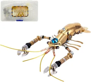 3D Puzzle Metal, 3D Metal Puzzle DIY Metal Assembly Kit, Metal 3D Model Lobster Kit for Adults Teens, 100 Pieces Marine Organism Metal Punk Puzzle Gift Ornaments, Medium, Type 2
