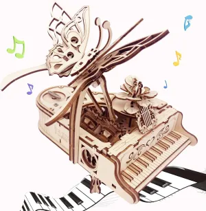 3D Wooden Puzzle for Adults - Piano DIY Music Box Wood Model Kits Construction Craft Kits Mechanical Jigsaw Puzzles for Age 15  Years Old