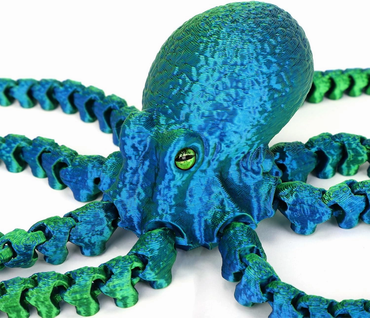 3D Printed Octopus Animals Toy, Octopus Fidget Toy for Autism ADHD 3D Printed Gift DIY Creative Ornament Articulated Dragon Toys Home Decor for Christmas… (Blue-Eye)