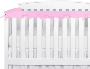 3PCS Crib Rail Covers Sets for Teething, Soft Mesh Crib Liner,Mesh Teething Edge & Corner Guard Coverage Straps (Pink)