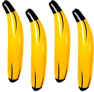 4 Pcs 47 Inch Gaint Inflatable Bananas Props Big PVC Banana Balloon Large Blow Up Banana Bachelorette Party Game for Bridal Shower Engagement Summer Water Pool Toys
