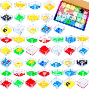 48 Pack Mini Cube Puzzle Box Bulk Balance IQ Maze Game Brain Teaser Puzzles Cubes for Kids and Adults Challenge Needs Stocking Stuffers Prizes Gifts