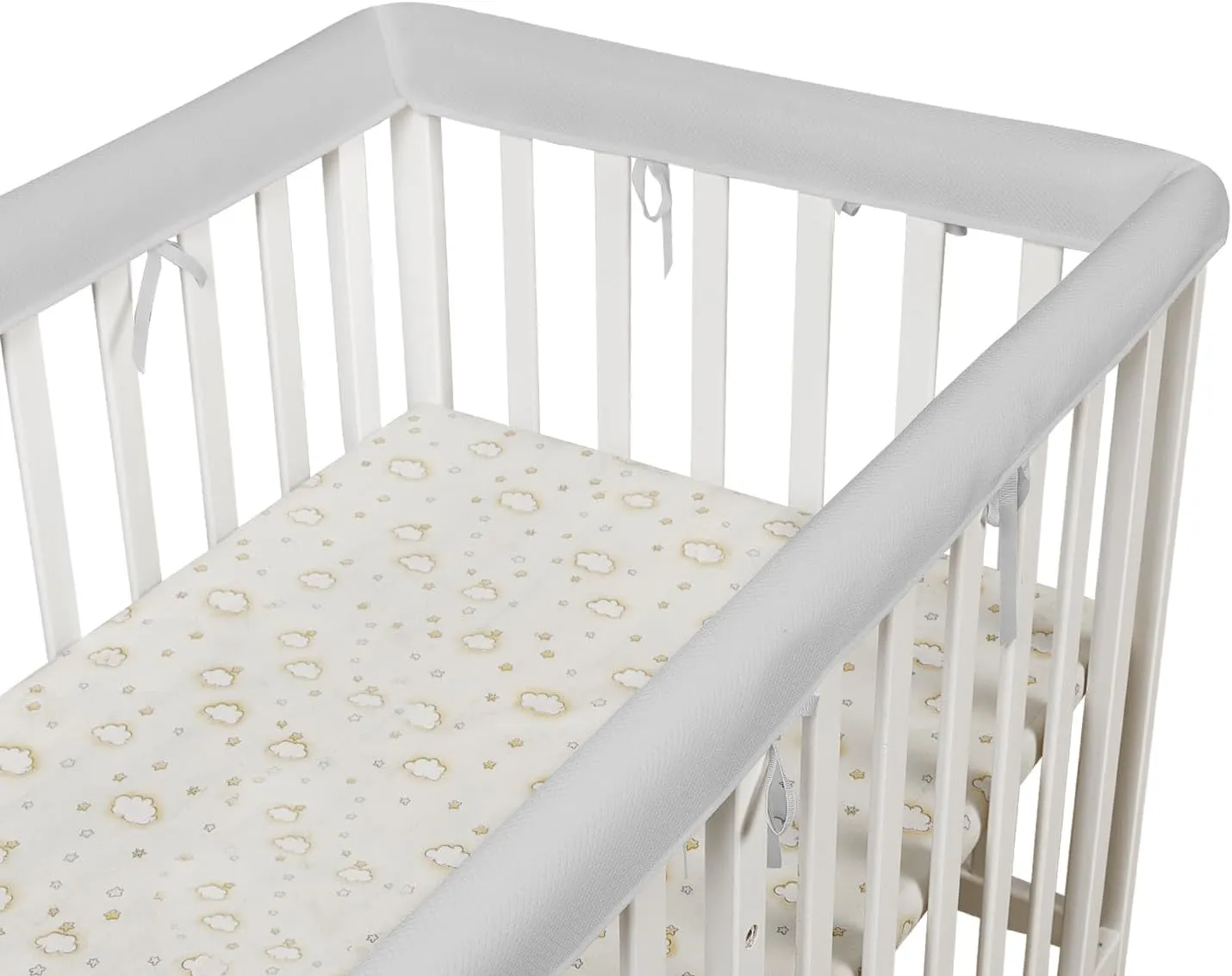 4PC Crib Rail Covers for Teething,Mesh Corner Edge,Soft Crib Guards, Guard Rail Protector, Suits for Most Standard Bed (4pc-Grey)