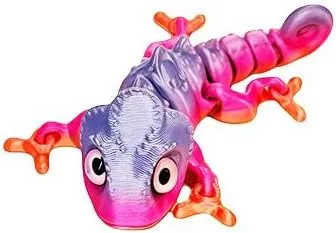 4pcs 3D Printed Chameleon, 3D Printed Animals Cool Lizard, 3D Printed Animals with Flexible Joints, Stress Relief Fidget Toys for Adults, Home Office Decoration Desktop Toys