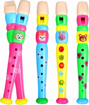 4pcs Small Wooden Recorders for Toddlers,Wooden Colorful Piccolo Flute Toys Learning Rhythm Musical Instrument for Boys Girls Early Education Music Sound Toys,Random Color