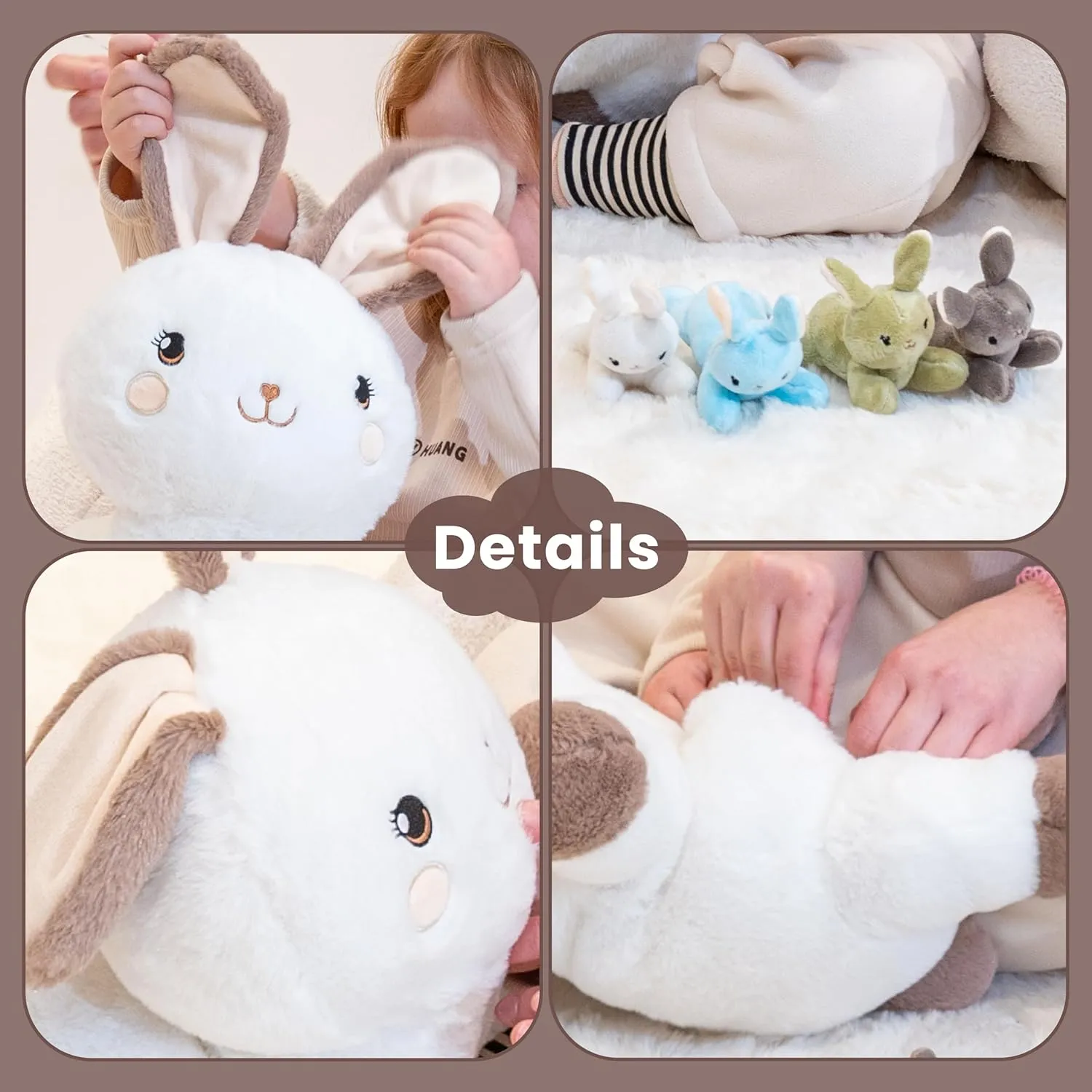 5 Pcs Bunny Stuffed Animal, Weighted Bunny Plush Toys for Kids, Cute Stuffed Bunny Plush,19.5", 3.3 lbs