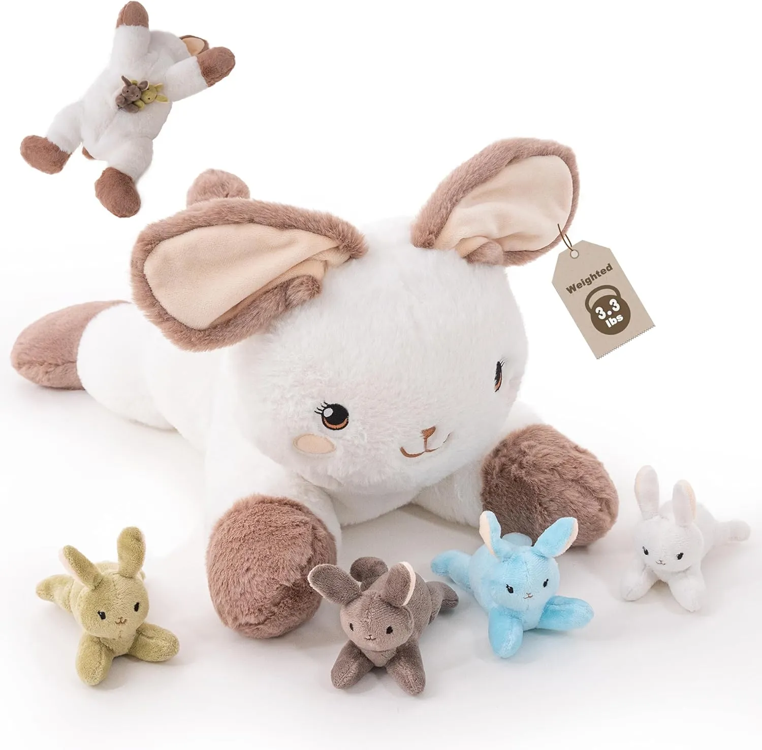 5 Pcs Bunny Stuffed Animal, Weighted Bunny Plush Toys for Kids, Cute Stuffed Bunny Plush,19.5", 3.3 lbs