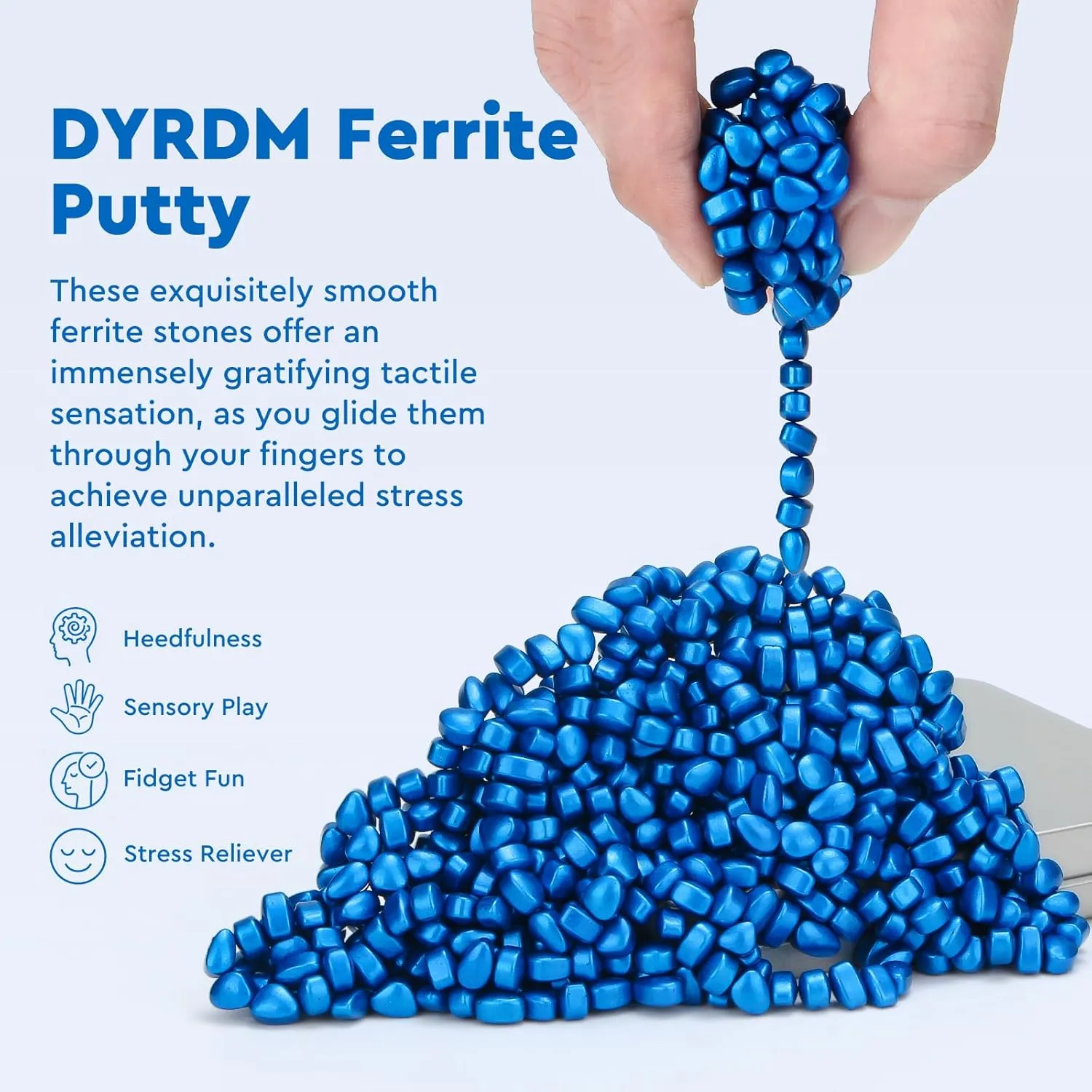 500  Original Ferrite Putty Blue, Fidget Toy Ferrite Stones for Stress Relief, Sensory Toy for Adults & Teens 14 , Holiday Stocking Stuffer, Ferrite Rocks Fidget Present for Office