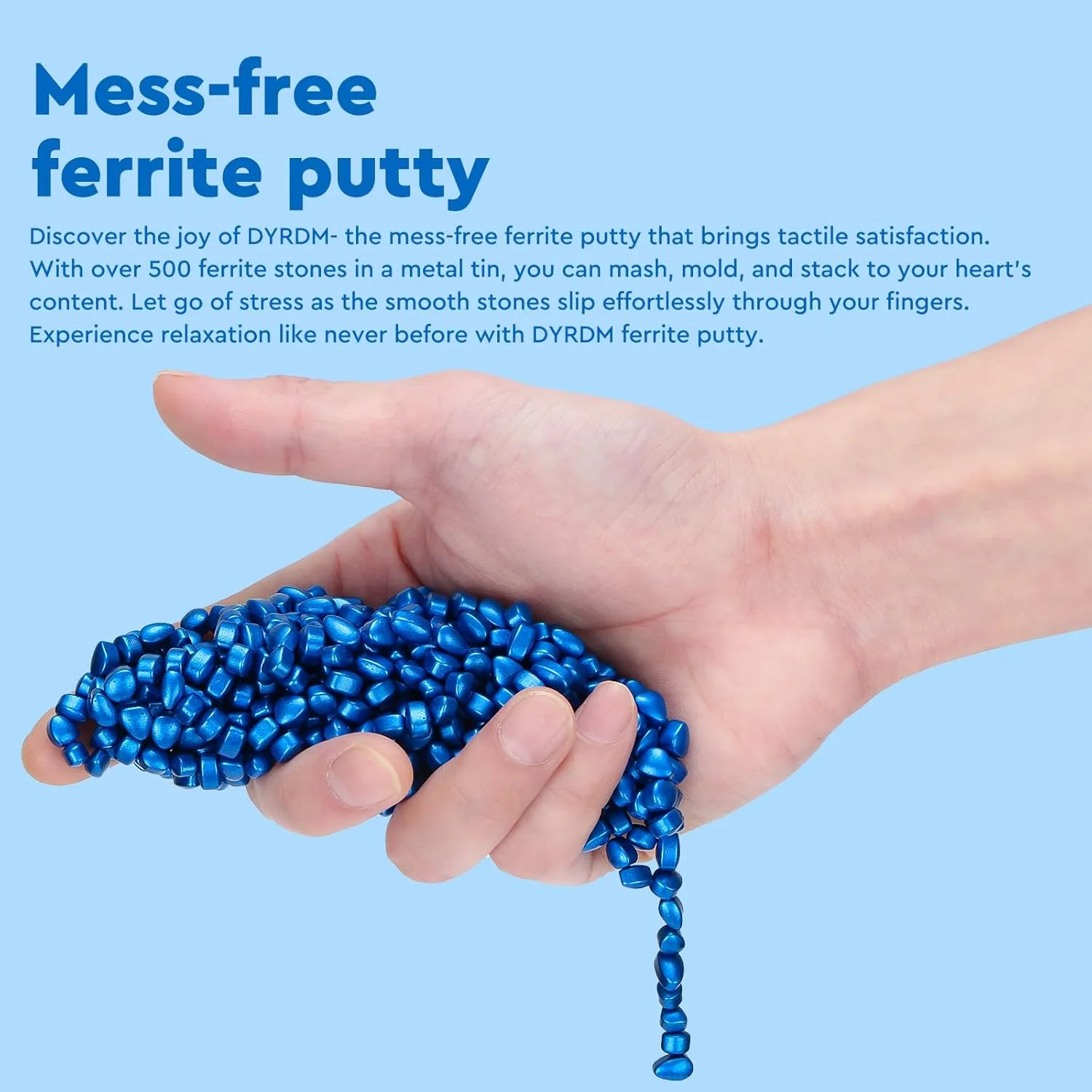 500  Original Ferrite Putty Blue, Fidget Toy Ferrite Stones for Stress Relief, Sensory Toy for Adults & Teens 14 , Holiday Stocking Stuffer, Ferrite Rocks Fidget Present for Office