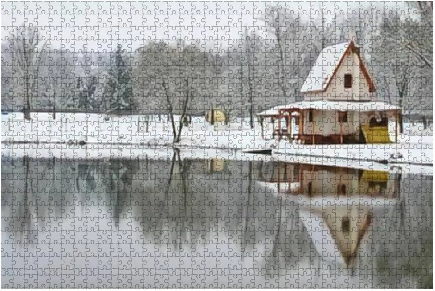 500 Piece Jigsaw Puzzle Game - Small Fishing House on The Snowy Lake Side at Winter zd Hungary Colorful Large Puzzles Artwork Hard Puzzles for Adults Teens Puzzle Game Gift