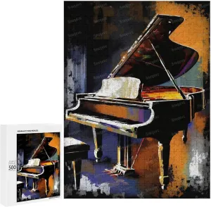 500 Piece Vintage Painted Piano Wooden Jigsaw Puzzle, Challenging and Fun Activity - Interesting and Warm Art Adult Puzzles - Modern Home Decor Ideal Gift