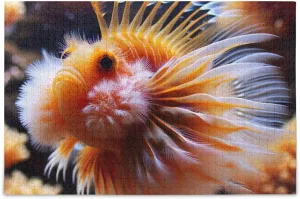 500 Pieces Jigsaw Puzzle, Funny Sea Fish Golden Funny Inspirational Wooden Jigsaw Puzzles for Family Activities Games
