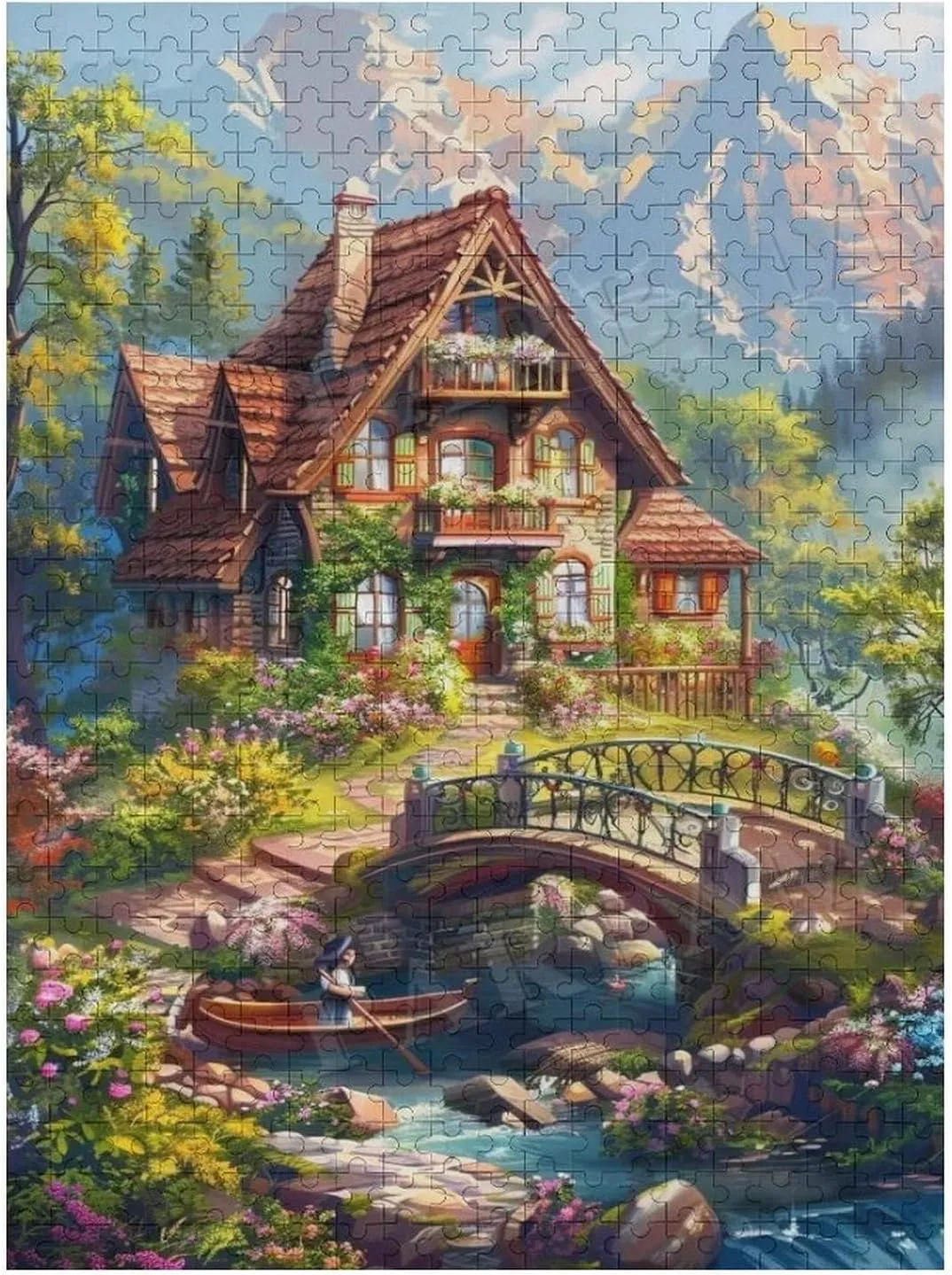 500 Pieces Wooden Puzzles Adults for All Courtyard Under Snowy Mountain Very Proud Challenge - Enjoy The Dream of Traveling The World Anytime,Anywhere Room Decor Home Decor