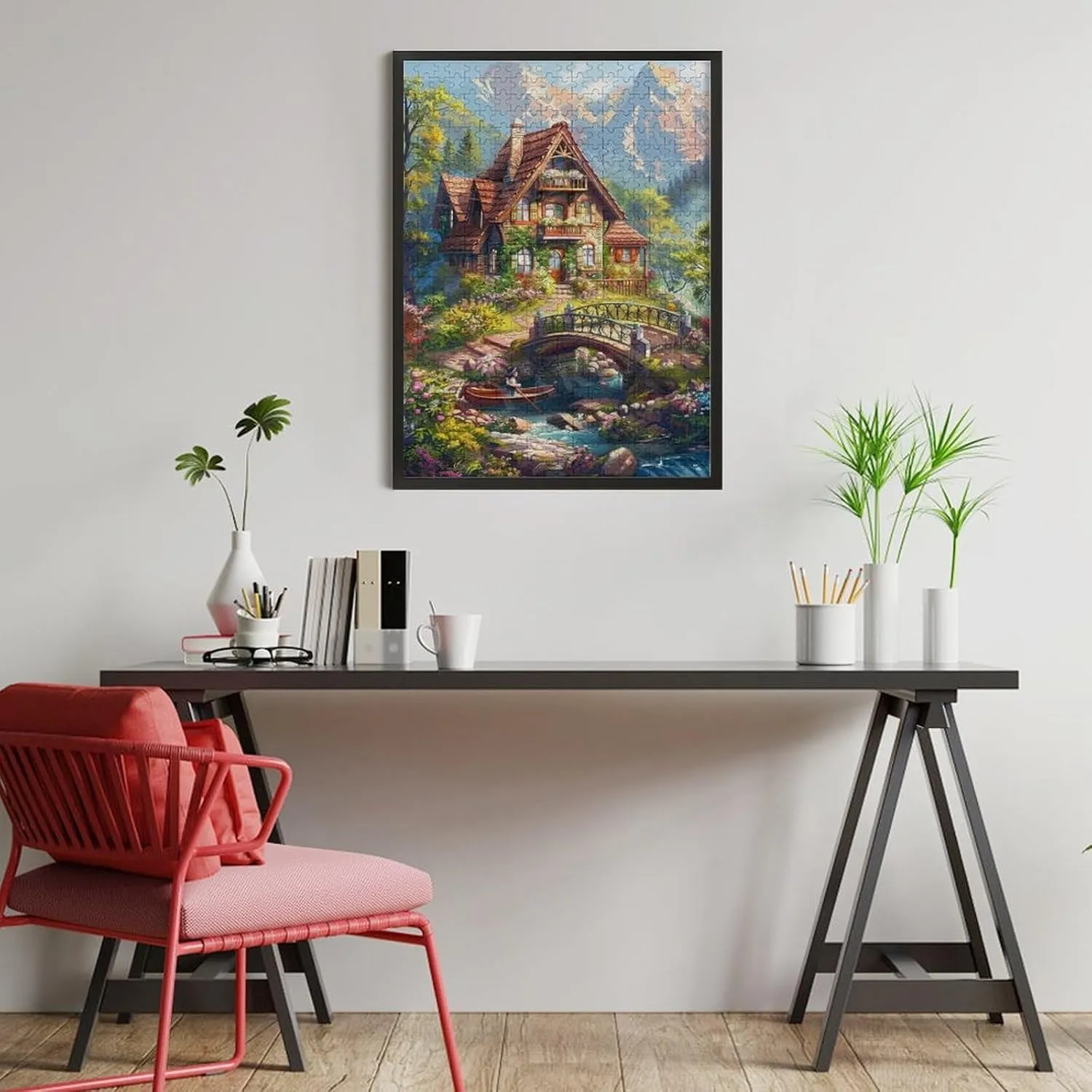 500 Pieces Wooden Puzzles Adults for All Courtyard Under Snowy Mountain Very Proud Challenge - Enjoy The Dream of Traveling The World Anytime,Anywhere Room Decor Home Decor