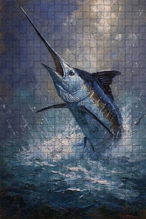 500 Piece Puzzle for Adults Marlin Jumping from Water A Challenging and Exciting Jigsaw Game for Fishing & Marine Life Enthusiasts Fun Wall Art and Family Night Gift Idea