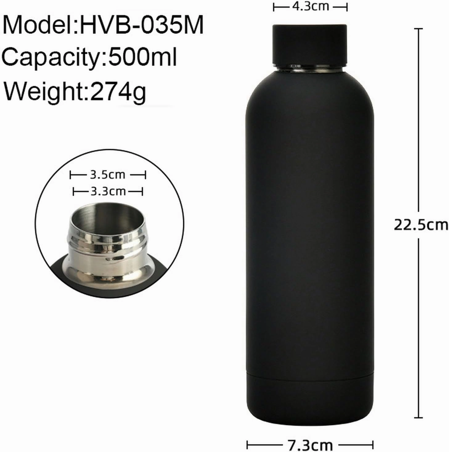 500ml/17oz American Small Mouth Double Layer Insulation Cup Outdoor Sports Multi Color Simple Water Cup-Cream color