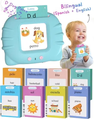 510 Words Spanish English Bilingual Talking Flash Cards for Toddler 1-3, Easter Basket Stuffers for Toddler Learning Montessori Toys for Kids, Birthday Gifts for Boys Girls Autism Sensory Toys