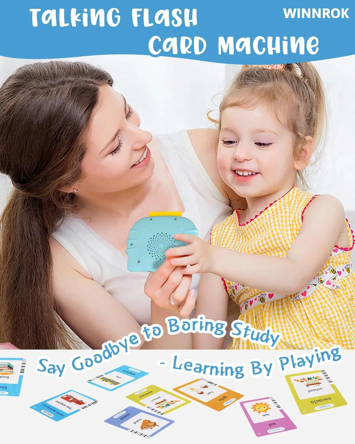 510 Words Spanish English Bilingual Talking Flash Cards for Toddler 1-3, Easter Basket Stuffers for Toddler Learning Montessori Toys for Kids, Birthday Gifts for Boys Girls Autism Sensory Toys