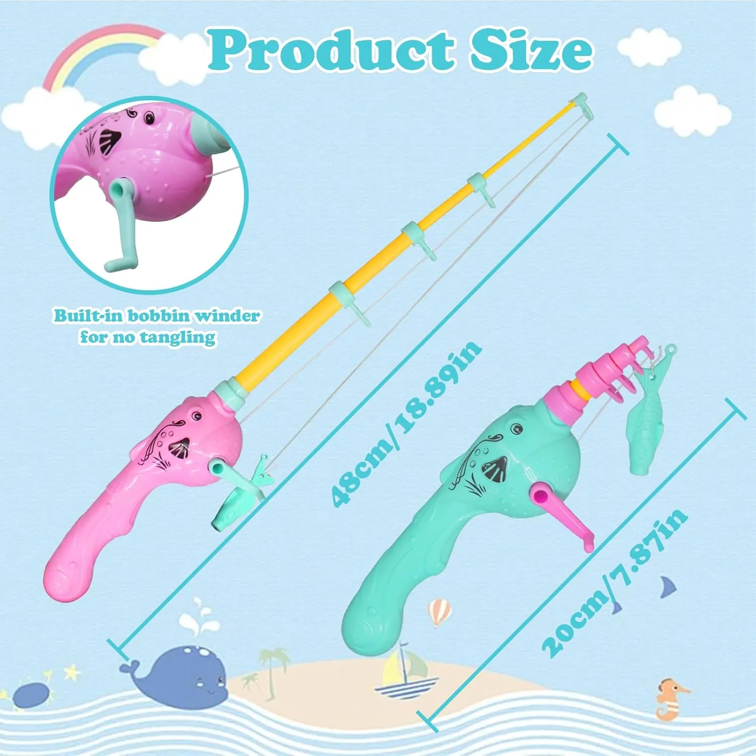 6 Pcs Magnetic Fishing Pole Kids Toy Fishing Pole - No Fishes are Included, Fishing Game - Baby and Toddler Bath Toy Toy Fishing Pole for Bath, Pool