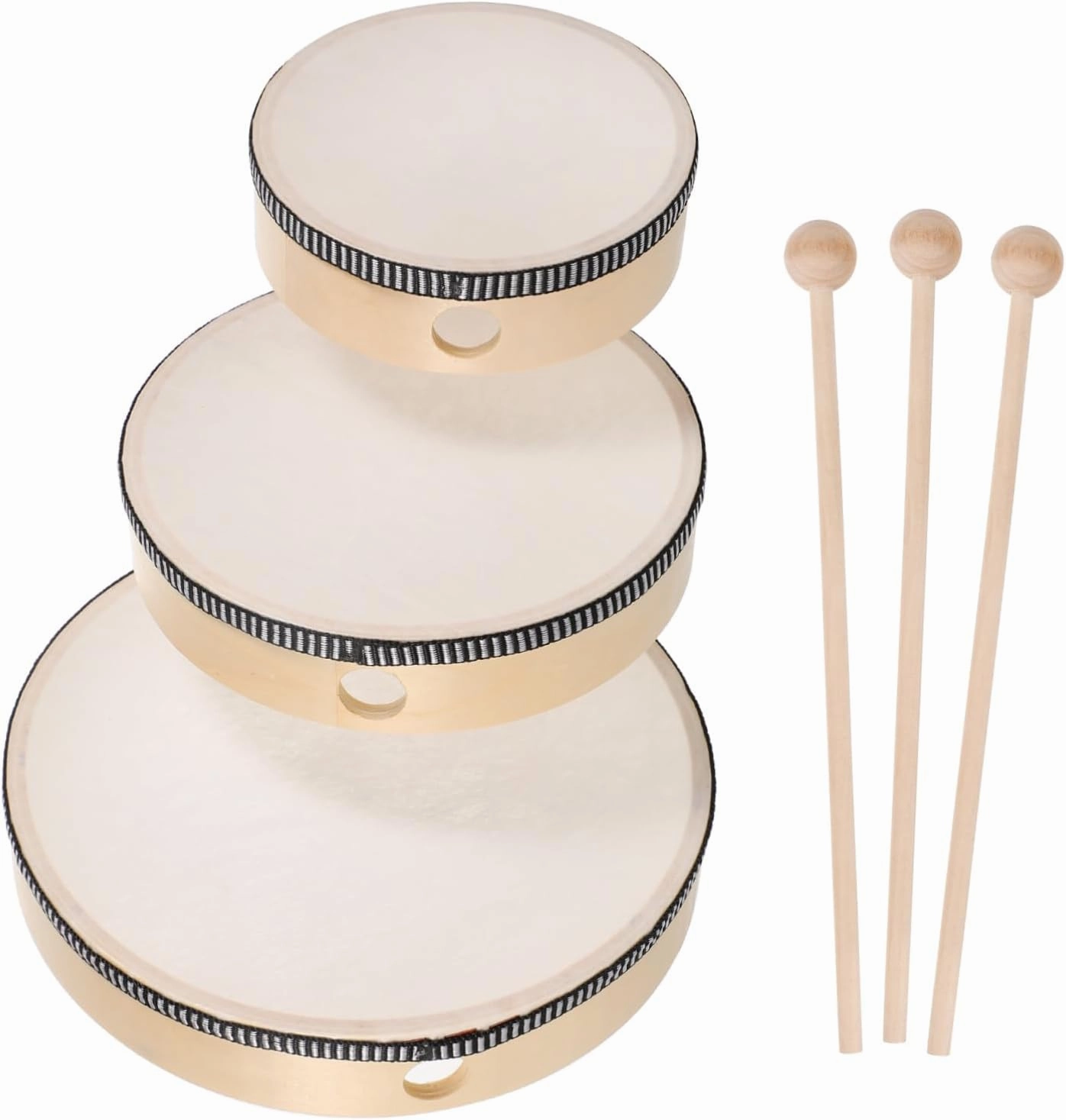 6-inch to 10-inch Kids Hand Drums Wood Frame Drums Kids Percussion Instruments Educational Music Toy Develop Rhythm Sense