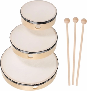 6-inch to 10-inch Kids Hand Drums Wood Frame Drums Kids Percussion Instruments Educational Music Toy Develop Rhythm Sense