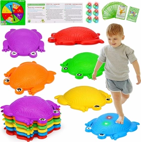 6 PCS Kids Stepping Stones Light Up Frog Balance Stones Outside Toys Ages 3-5 4-8 Plastic Jumping Step Stone Indoor Outdoor Sensory Play Toddler Obstacle Course Coordination Game 3 4 5 6 7 Year Old