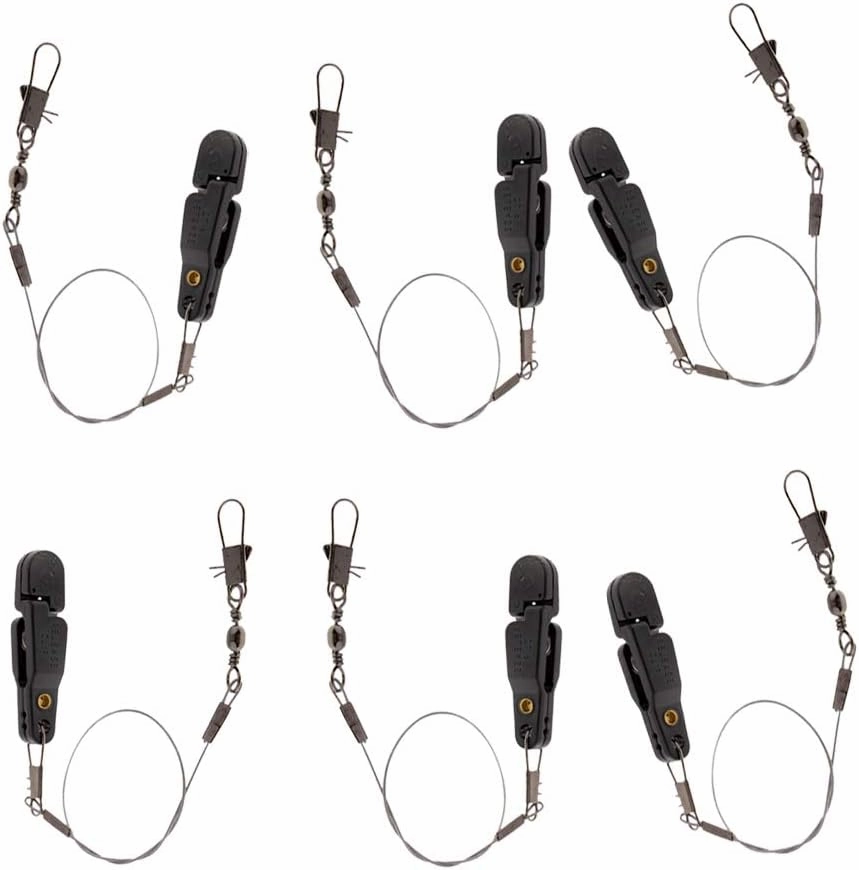 6pcs Snap Release Clip with Leader Snap for Outrigger Downrigger Planer Board, Adjustable Heavy Tension, Corrosion Resistant, Padded Release for Offshore Fishing
