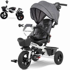 7-in-1 Tricycle for 18 Months to 5 Years, Rotatable Seat for Toddlers 1.5-3, Tricycle for 3-5 Years with DIY Stickers, All-Terrain Rubber Tires, Double Brake