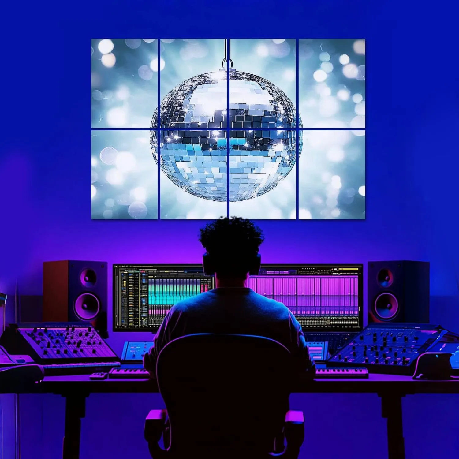 8 Pack Art Acoustic Panels shiny disco ball Sound Absorbing Panel 32"x48" Soundproof Wall Panels Acoustic Wall Art for Studios, Office, Theaters