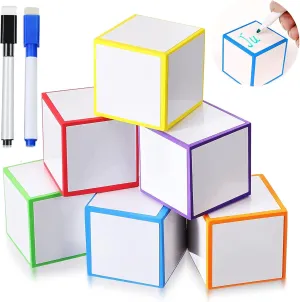 8 Pcs Dry Erase Blocks Set With 2 Colorful Marker Pens - Blank Foam Dice Cubes for Game Math Classroom School Elementary Learning Tools Supplies - Write Letters Numbers (8 2)