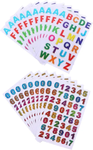 80sheets Self-Adhesive Letter and Number Stickers of Shiny Alphabet Decals for Scrapbooking Projects Wrapping and Creative Decorations Various Styles